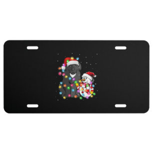 Funny Newfoundland Dog Christmas Tee Snowman Light License Plate