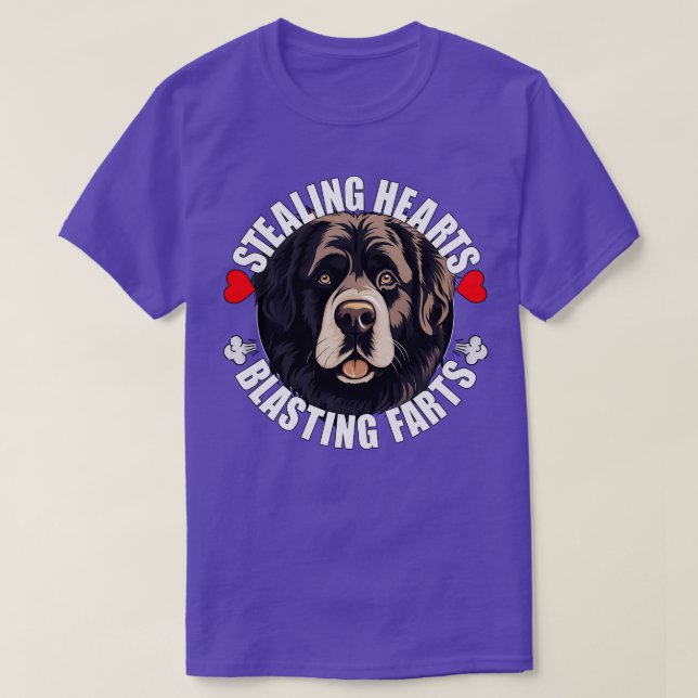 Funny Newfoundland Dog Newfie Stealing Hearts Blas T-Shirt (Design Front)