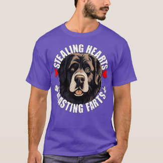 Funny Newfoundland Dog Newfie Stealing Hearts Blas T-Shirt