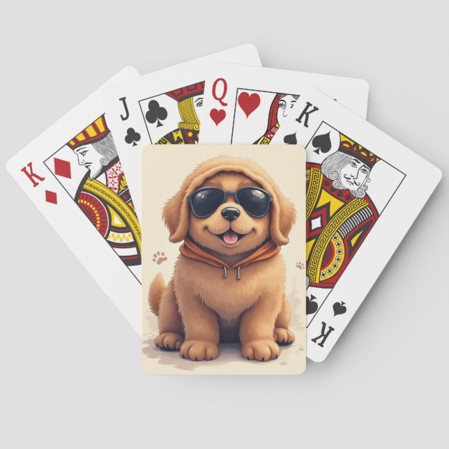 Funny Newfoundland Kawaii Dog Poker Cards (Back)