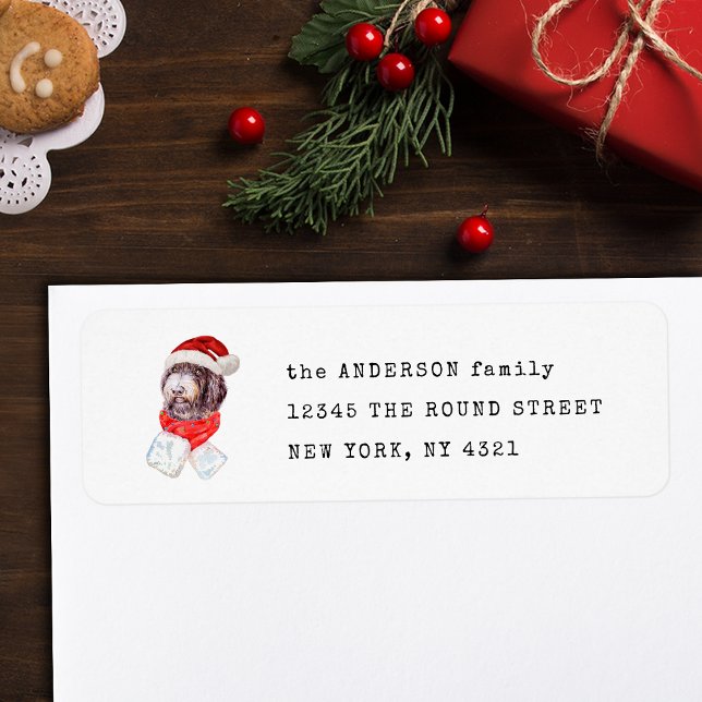 Funny Newfypoo Christmas Dog Return Address Label (Creator Uploaded)