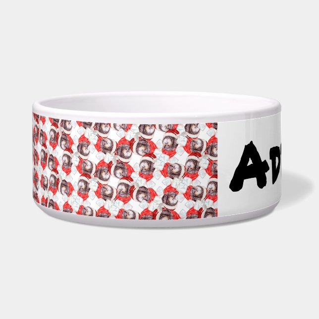 Funny Newfypoo Name Christmas Pattern Bowl (Left)
