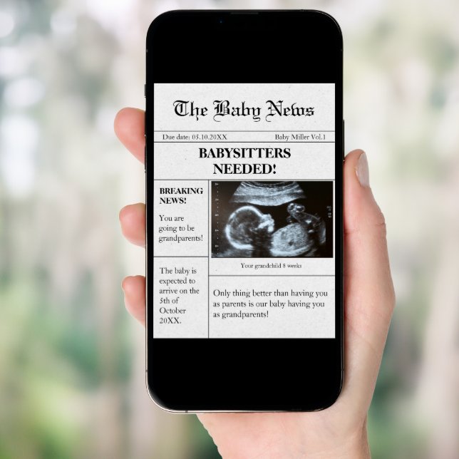 Funny Newspaper Pregnancy Announcement For Parents (Front Digital)