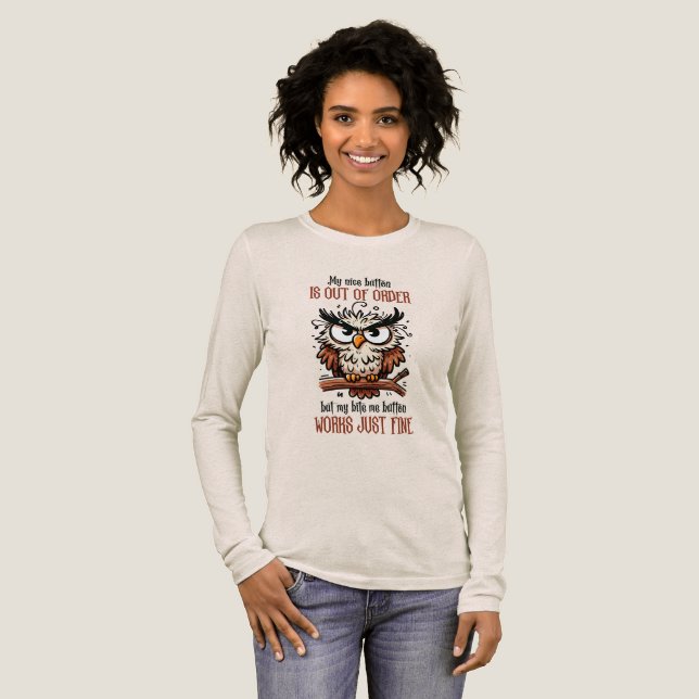 Funny nice button word art sarcasm Tri-Blend shirt (Full Front)
