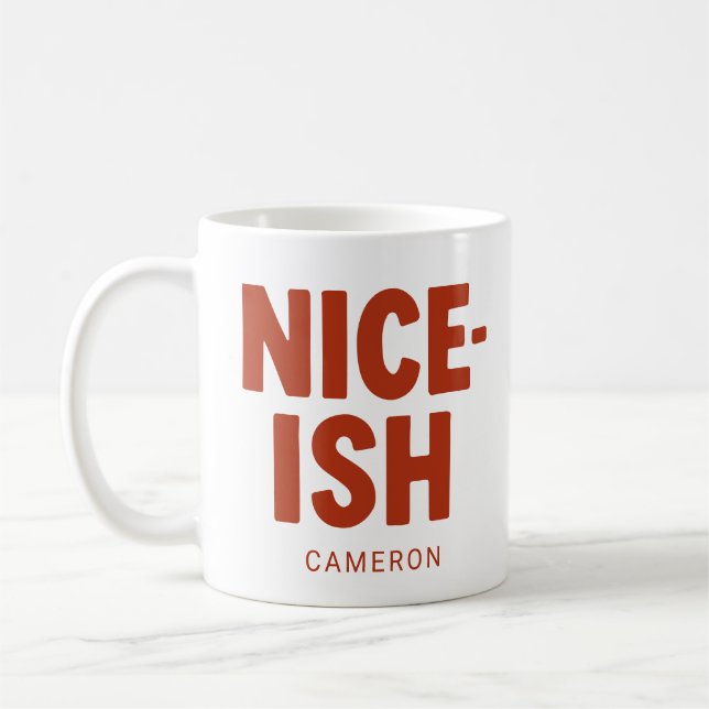 Funny Nice List Personalized Name Bold Christmas Coffee Mug (Left)