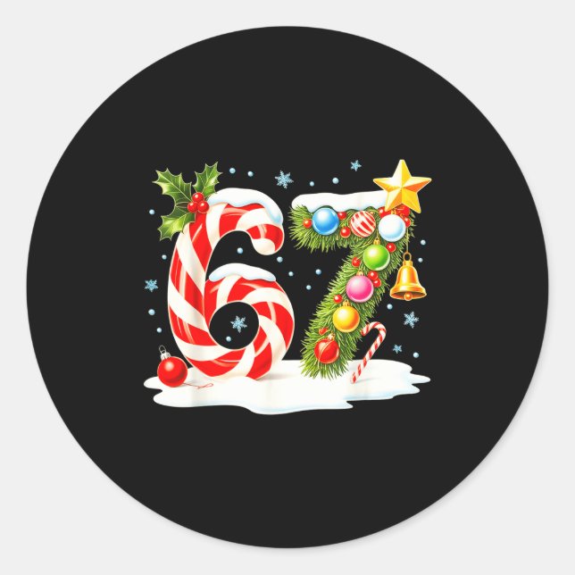 Funny Nice Naughty 6 7 Christmas 67 Meme Xmas Boys Classic Round Sticker (Front)