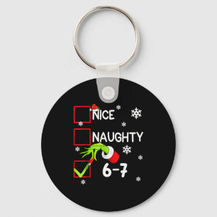 Funny Nice Naughty 6 7 Christmas 67 Meme Xmas Boys Keychain