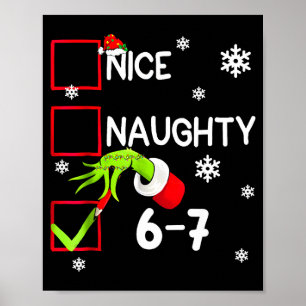 Funny Nice Naughty 6 7 Christmas 67 Meme Xmas Boys Poster