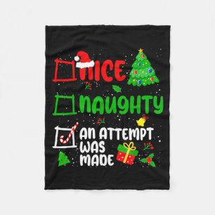 Funny Nice Naughty An Attempt Was Made List Xmas S Fleece Blanket