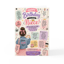 Funny Niece Birthday Card Cute Pink Girly Humor