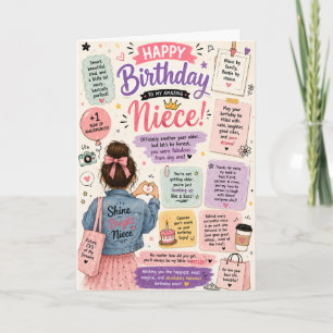 Funny Niece Birthday Card Cute Pink Girly Humor