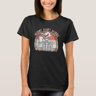 Funny Night a Shift Nurse Skeleton Halloween RN Nu T-Shirt