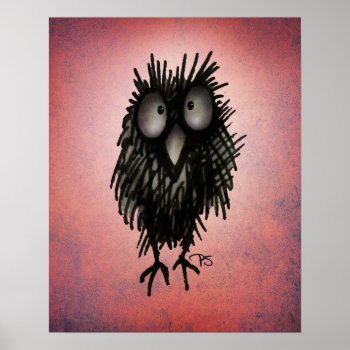 Funny Night Owl Art On Pink Poster by StrangeStore at Zazzle