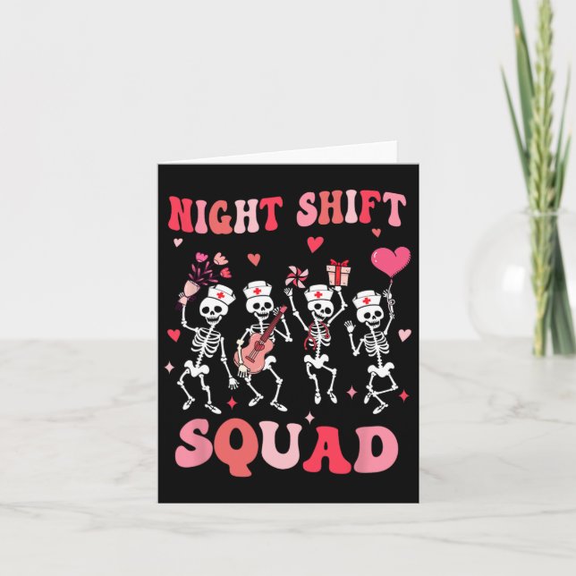 Funny Night Shift Squad Nurses Skeleton Dancing Va Card (Front)