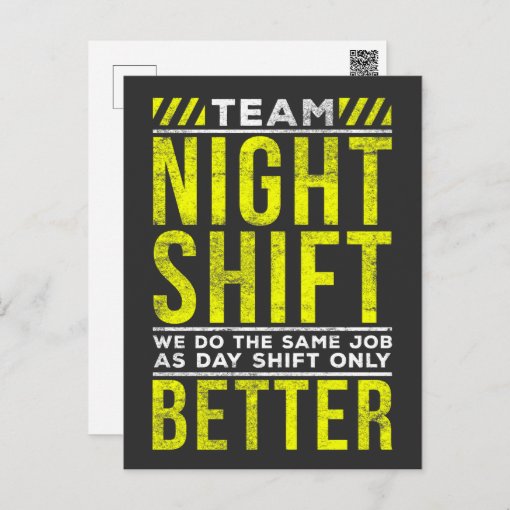 Funny Night Shift Worker Humor Postcard | Zazzle