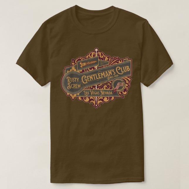 Funny Nightclub Rusty Screw Gentlemens Club  T-Shirt (Design Front)
