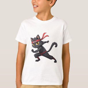 Funny Ninja Cat Cartoon Graphic Design with Cute M T-Shirt