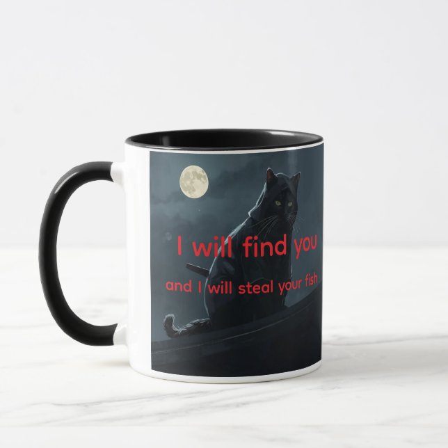 Funny Ninja Cat Meme Customizable Coffee Mug (Left)