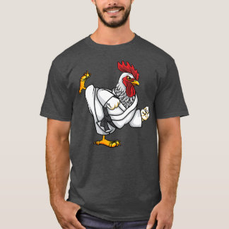 Funny Ninja Chicken rooster doing Karate Samurai T-Shirt