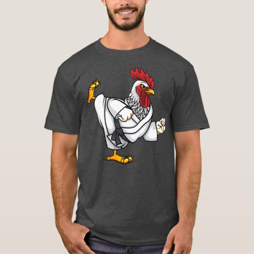 Funny Ninja Chicken rooster doing Karate Samurai T_Shirt