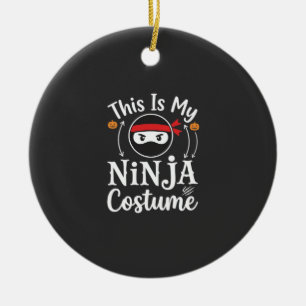 Funny Ninja Costume Halloween Design_1 Ceramic Ornament