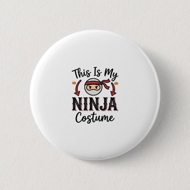 Funny Ninja Costume Halloween Vector Design_1 Button (Front)