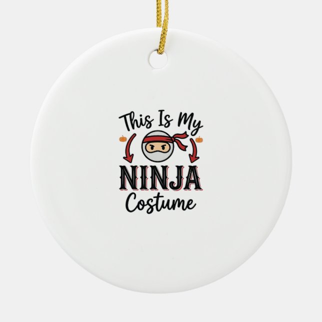 Funny Ninja Costume Halloween Vector Design_1 Ceramic Ornament (Front)