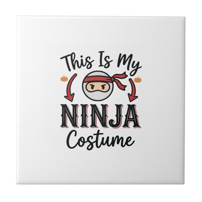 Funny Ninja Costume Halloween Vector Design_1 Ceramic Tile (Front)