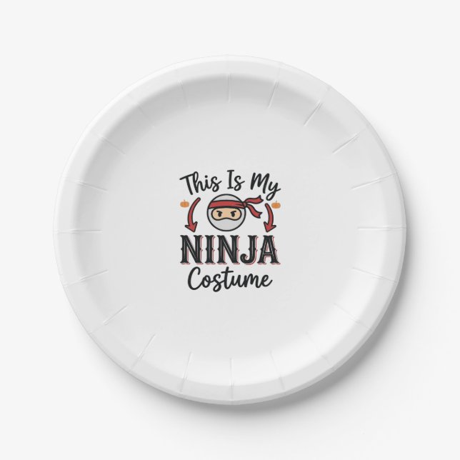 Funny Ninja Costume Halloween Vector Design_1 Paper Plates (Front)