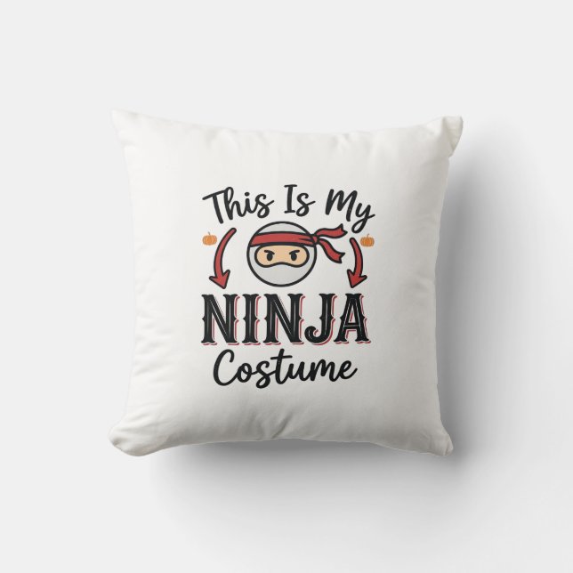 Funny Ninja Costume Halloween Vector Design_1 Throw Pillow (Front)