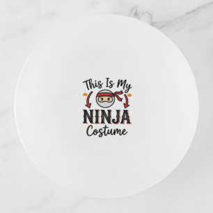 Funny Ninja Costume Halloween Vector Design_1 Trinket Tray