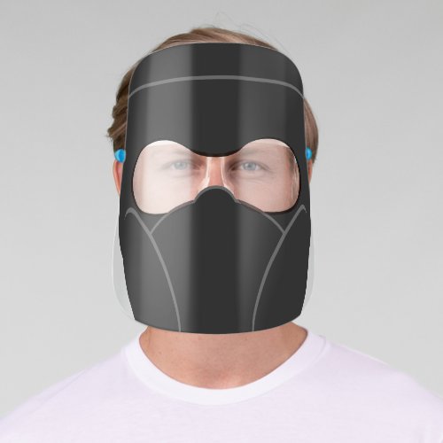 Funny Ninja Karate Warrior Black Face Shield