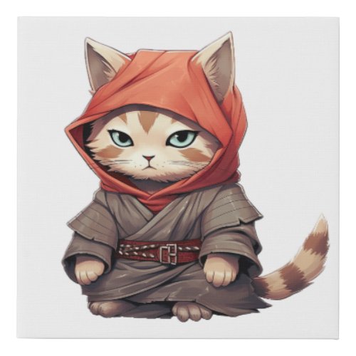 Funny Ninja Orange and Tan Tabby Cat Faux Canvas Print