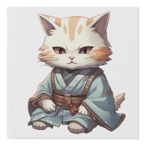 Funny Ninja Orange and White Tabby Cat Faux Canvas Print