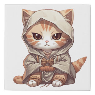Funny Ninja Orange Tabby Cat Faux Canvas Print