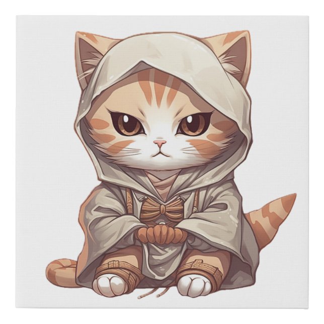 Funny Ninja Orange Tabby Cat  Faux Canvas Print (Front)
