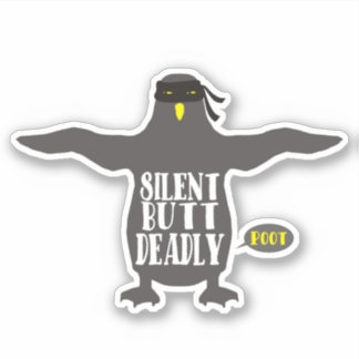 funny ninja penguin fart silent but deadly sticker