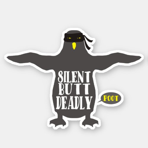 funny ninja penguin fart silent but deadly sticker