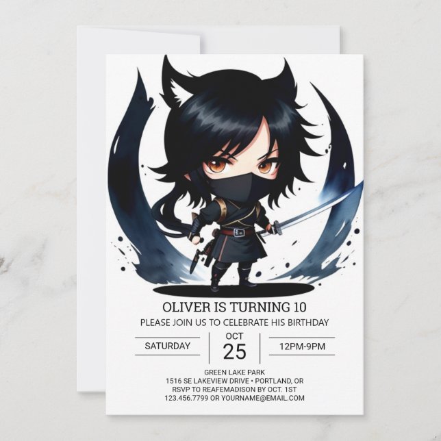 Funny Ninja Secret Agent Birthday Invitation (Front)