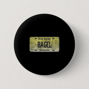 Funny Nj State Vanity License Plate Bagel Button