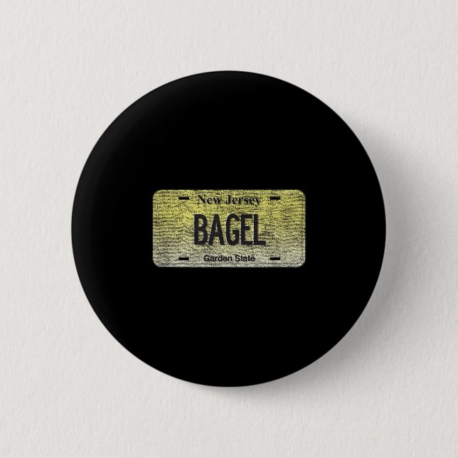Funny Nj State Vanity License Plate Bagel  Button (Front)