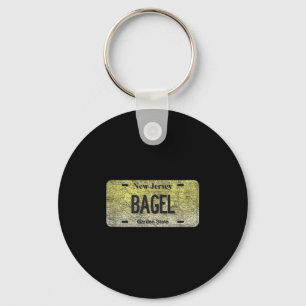 Funny Nj State Vanity License Plate Bagel Keychain