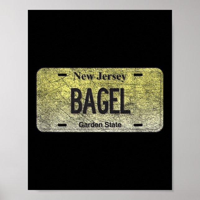 Funny Nj State Vanity License Plate Bagel  Poster (Front)