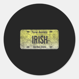 Funny Nj State Vanity License Plate Iri-shirt  Classic Round Sticker