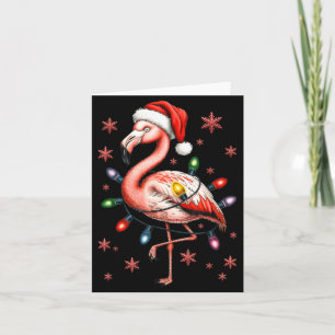 Funny Nk Flamingo Christmas Tree Lights Xmas Snowf Card