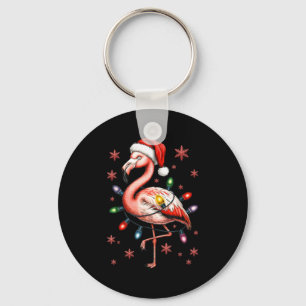 Funny Nk Flamingo Christmas Tree Lights Xmas Snowf Keychain