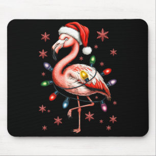 Funny Nk Flamingo Christmas Tree Lights Xmas Snowf Mouse Pad