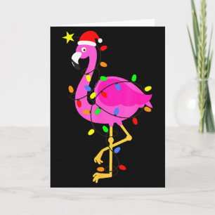 Funny Nk Flamingo In Santa Hat Christmas In July M Card