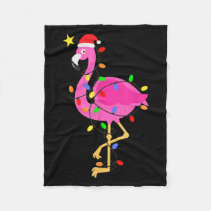 Funny Nk Flamingo In Santa Hat Christmas In July M Fleece Blanket