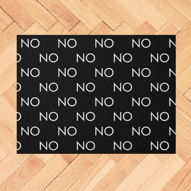 Funny NO Black White Introvert Minimal Doormat (Cheeky humor for your home or workspace!)